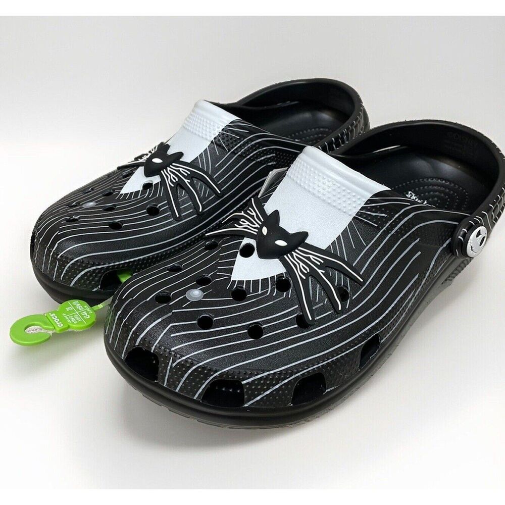 Jack Skellington Clog Crocs Nightmare Before Christmas Men 10 Halloween Black
